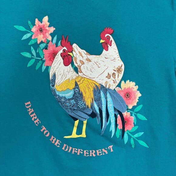 Delta teal #graphictee #chicken print women’s top size small - Picture 5 of 5